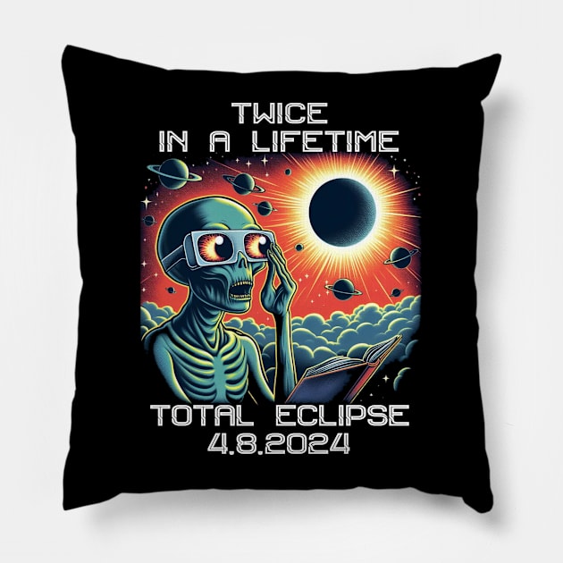 Total Solar Eclipse 2024 Pillow by Positively Petal Perfect 