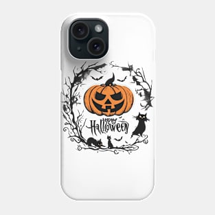 Happy Halloween typography poster with handwritten calligraphy text illustration Phone Case