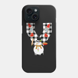 BW Buffalo Checks Pattern Monogram Y | Snowman Phone Case