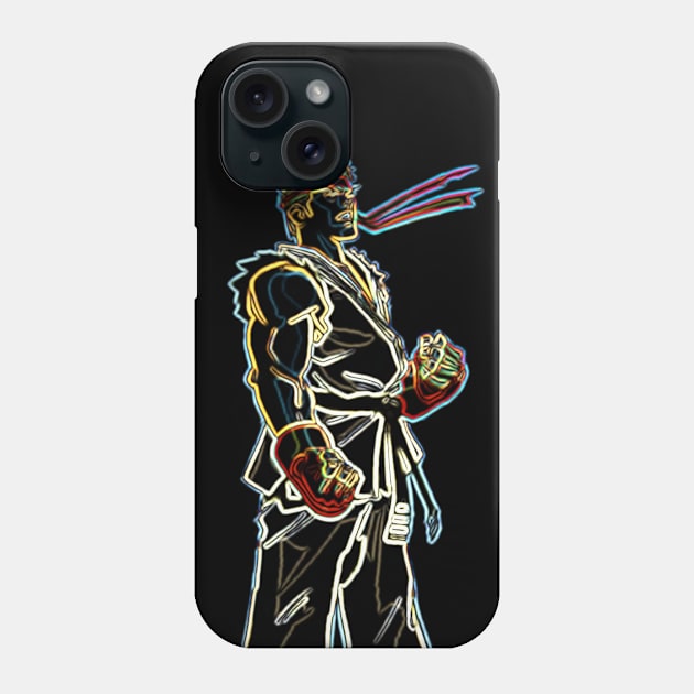 Karate Man Neon Phone Case by enchantingants