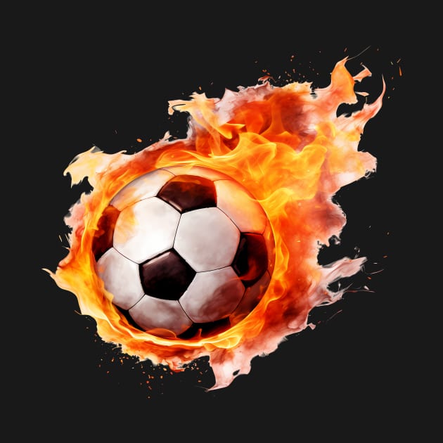 Flaming Soccer Ball by BisonPrintsCo