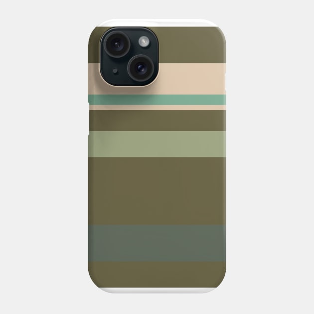 A tremendous transfusion of Camo Green, Dark Vanilla, Artichoke, Oxley and Ebony stripes. Phone Case by Sociable Stripes