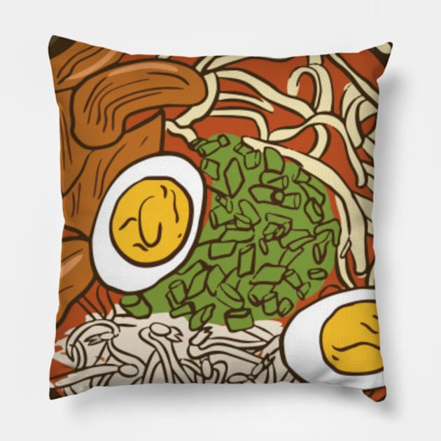 Ramen noodles Pillow by Rakos_merch