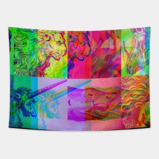 Animals Engraving Glitch version Tapestry