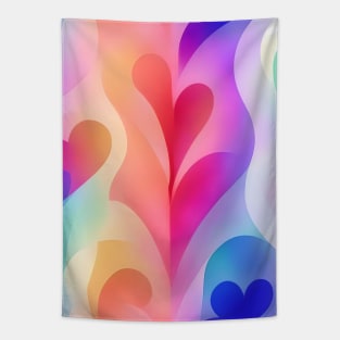 Multicolor Abstract Flower Heart Tapestry