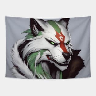 werewolf fantasy art red green Tapestry