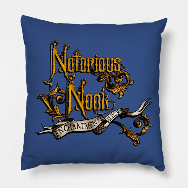 Old Scrolled Notorious Nook Pillow by Chelsea Burnes