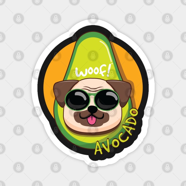 Yummy Avocado Pug Magnet by Luna Illustration