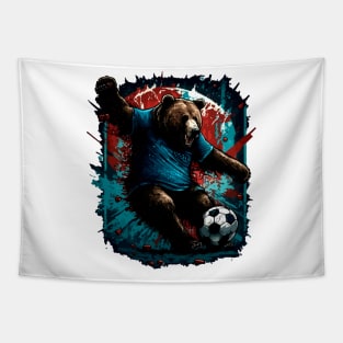 Grizzly Bear Sports Player Soccer Futball Football - Graphiti Art Graphic Trendy Holiday Gift Tapestry