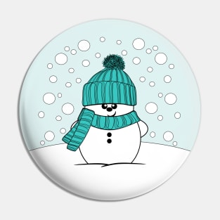 Cheeky Christmas Snowman with Turquoise Hat Pin