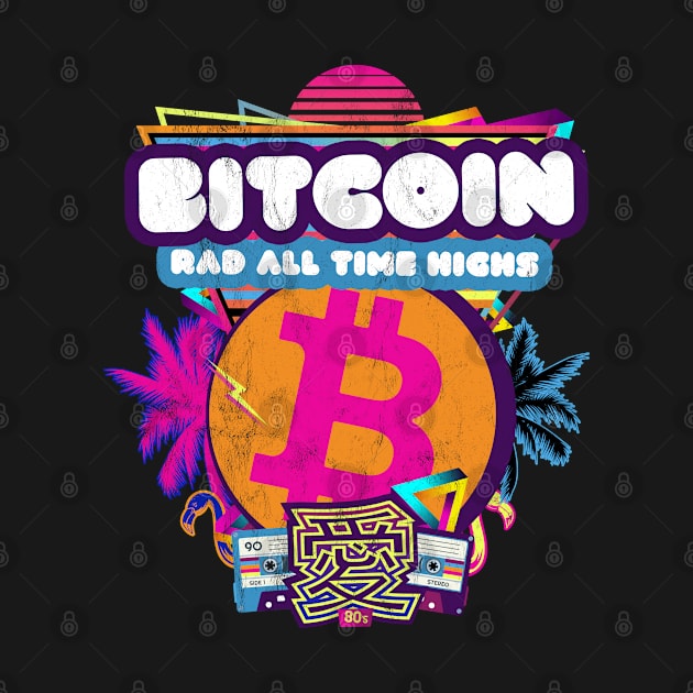 Bitcoin All Time Highs Retrowave 80s Cassette Tapes Trader by MapYourWorld