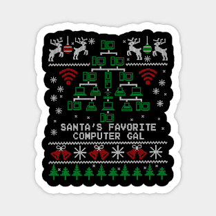 Santa's Favorite Computer Gal Girl Christmas Magnet