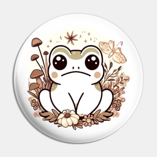 Grumpy Frog Cottagecore and Japanese Aesthetic Pin