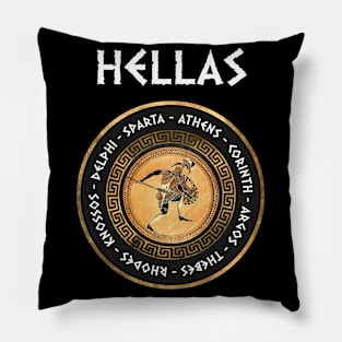 Hellas Ancient Greece Cities Greek Hoplite Symbol Pillow