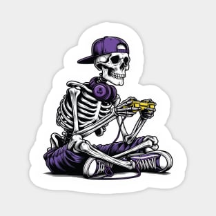 Halloween Skeleton Playing Video Games Magnet