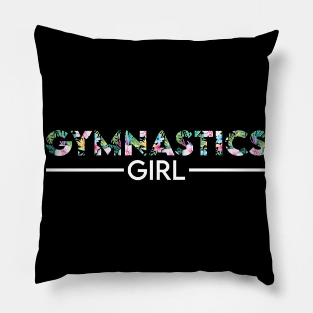 Gymnastics girl floral design. Perfect present for mom dad friend him or her Pillow by SerenityByAlex