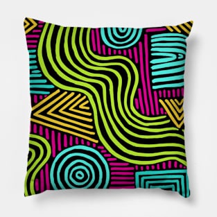 Fun Funky Colored Lined Shapes Pillow