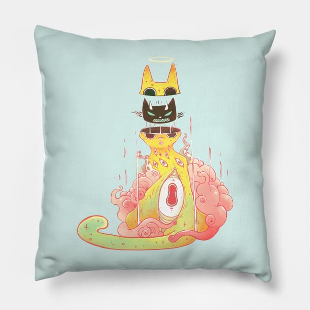 Cool Trippy Strange Cat Art Pillow by cellsdividing