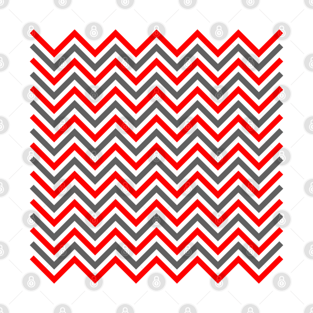 Zigzag Lines - Red Grey by SanTees