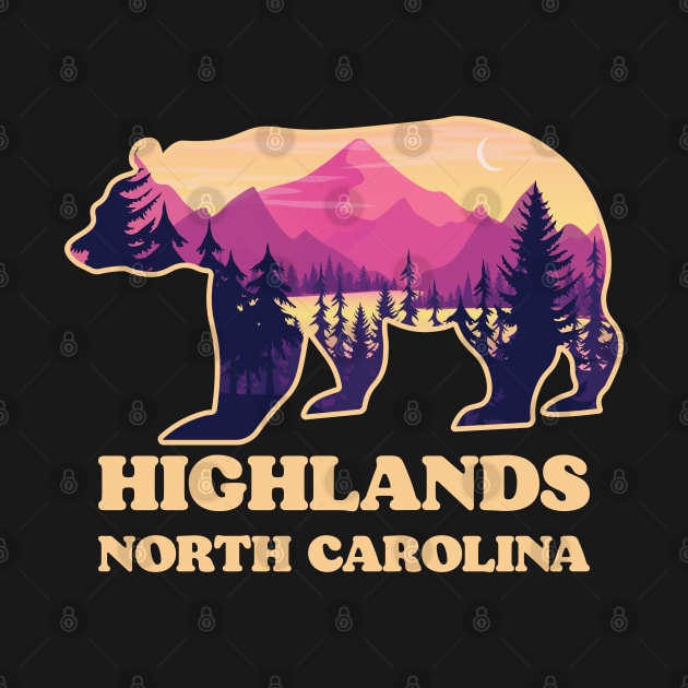 Retro Highlands North Carolina NC Home State Bear Graphic by kalponik