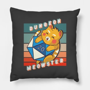 Retro Dungeon Meowster Pillow