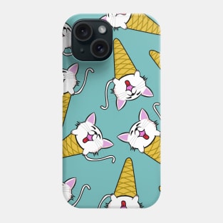 Cute Kawaii Cat in Ice Cream Cone Random Pattern Phone Case