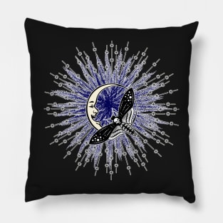 Goth moth crescent moon Pillow