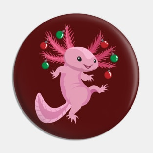 Festive Axolotl (Leucistic) Pin