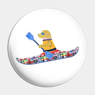 Golden Retriever Preppy Kayaker Pin