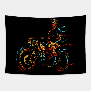 Motorcycle rider abstract colorful Tapestry