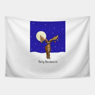 Merry Christmoose, moose in the snow Tapestry