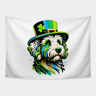 Spanish Water Dog Revels in St Patrick's Day Fun Tapestry