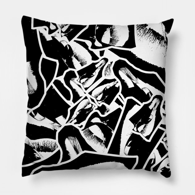 Lost in the middle of nowhere abstract art black and white Pillow by POPPIN UP 