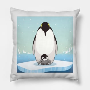 Family of penguins in cartoon style. Penguin character design. vector illustration Pillow