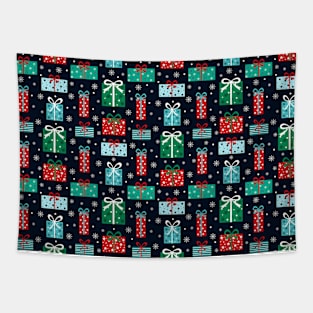 Bright Vintage Christmas Present Pattern Tapestry