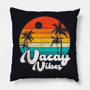 Palm Tree Sunset Beach Vacation Summer Vacay Vibe Pillow