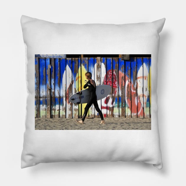 Surfing colors Pillow by dltphoto