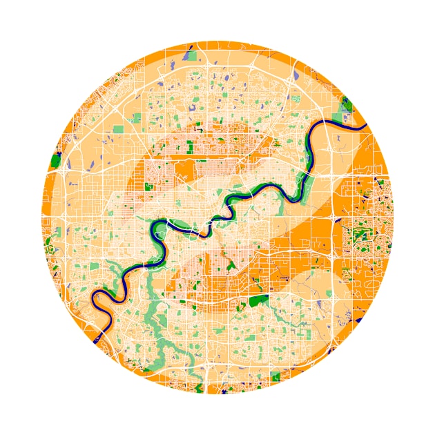 Edmonton Circular Map by Edmonton River