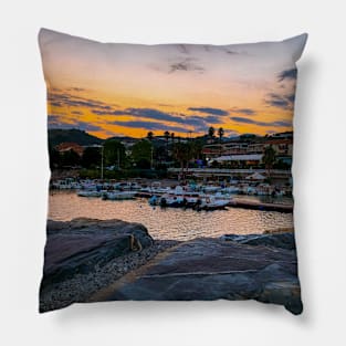 Sunset Summer Beach Sea Rocks Pillow