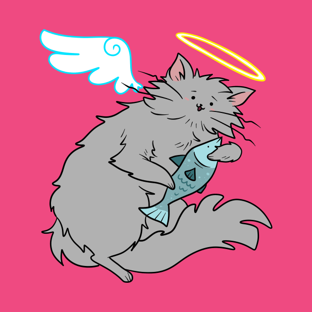 Fluffy Gray Cat Angel by saradaboru