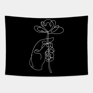 Nature’s Embrace: Minimalist Floral Hand” Tapestry