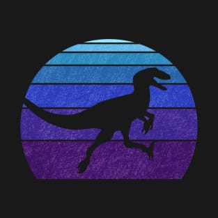 Utahraptor or Velociraptor Retro Synthwave Dino T-Shirt