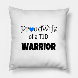 Proud Wife - Black Text - Blue Heart Pillow