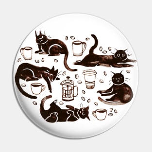 Black cats and coffee Pin