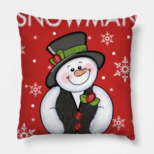 Frosty Abominable Greatest Snowman Hat Christmas Pillow