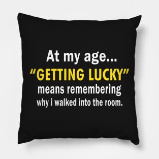 At my age getting luck means remembering Why I talked into the room Pillow