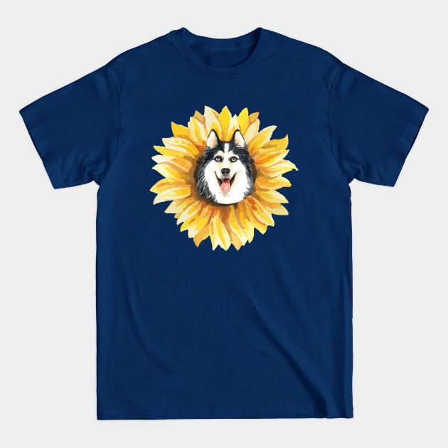 Discover Cute siberian husky dog Sunflower - Siberian Husky Dog - T-Shirt