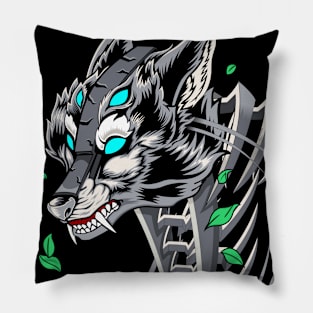 Ragging Wolves in White Pillow