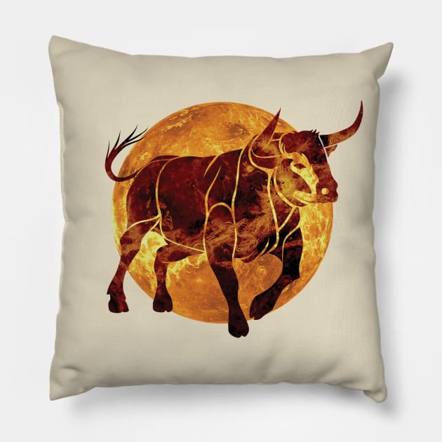 Taurus zodiac sign Pillow by TMBTM