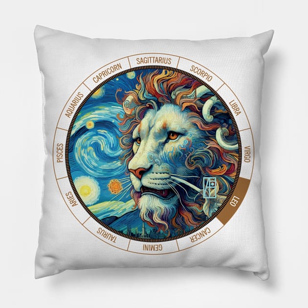 ZODIAC Leo - Astrological LEO - LEO - ZODIAC sign - Van Gogh style - 7 Pillow by ArtProjectShop